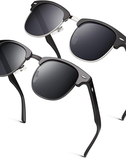 GQUEEN Classic Horn Rimmed Semi Rimless Polarized Sunglasses for Men Women GQO6