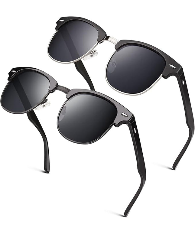 GQUEEN Classic Horn Rimmed Semi Rimless Polarized Sunglasses for Men Women GQO6