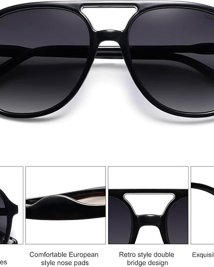 SOJOS Retro Polarized Aviator Sunglasses Womens Mens Classic 70s 80s Vintage Trendy Square Aviators SJ2174