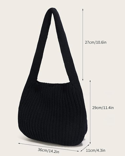 ENBEI Women's Crochet Tote Bag Knit Shoulder bag,Aesthetic Bag,Cute Eco-Friendly Tote for Travel,Daily Use,Gift Box Packaging