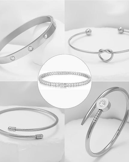 18 K Gold Plated Love Bangle Bracelet Stack Cuff Jewelry for Women Jewelry Set for Women Gift with Box