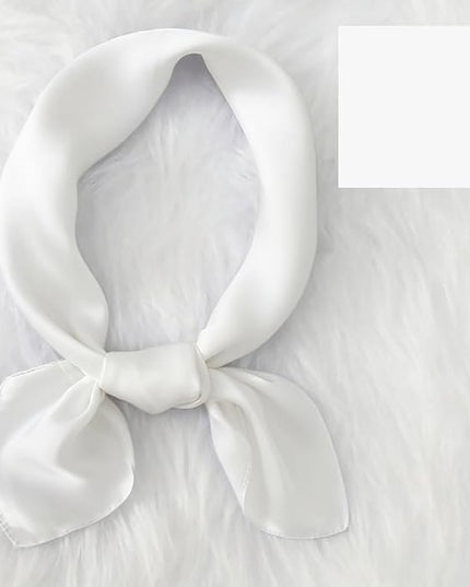 CHUNG Women's Square Satin Scarf 27.5" Bandanas Solid 50s Retro Neck Scarves Emulation Silk Handbag Hair Ribbons Necktie