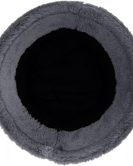 Women Plush Fluffy Bucket Hat Warm Lining Winter Faux Fur Cozy Wide Brim Winter