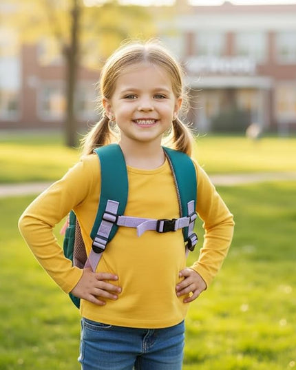 Kids Backpack for Boys and Girls, Kindergarten School Bag with Chest Strap (Teal Mermaid, 14 Inch)
