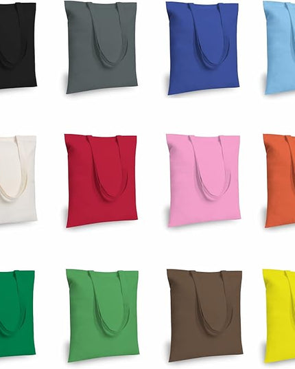 TOPDesign 12-Pack Economical 16"x15" Cotton Tote Bag, Lightweight Medium Reusable Grocery Shopping Cloth Bags, Suitable for DIY, Advertising, Promotion, Gift, Activity
