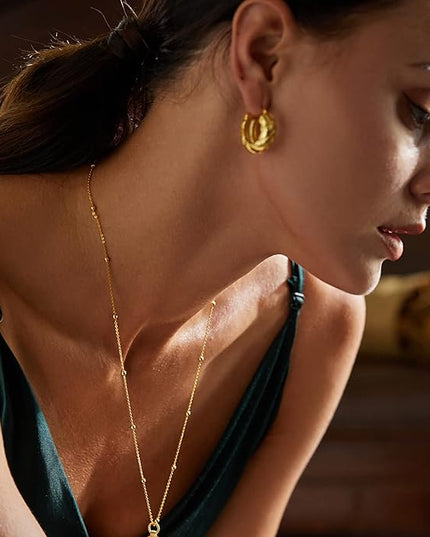 18K Gold Plated Chunky Hoop Earrings for Women Fashion Thick Gold Hoops Set Jewelry for Birthday Christmas Gifts