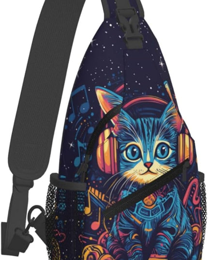 Animal Face Sling Bag Crossbody Bags Chest Bag Backpack for Travel Running and Hiking for Men Women Colorful Cat 1