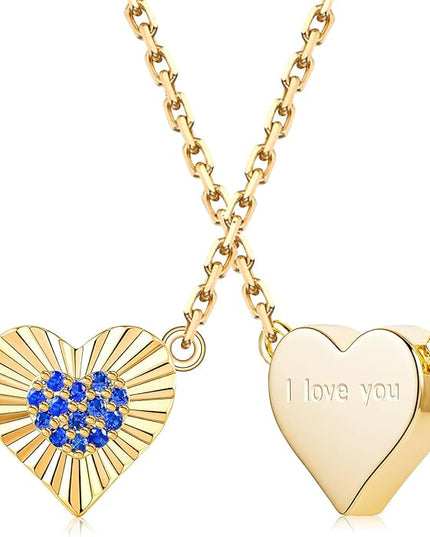 Dainty 14k Gold Heart Necklace, Birthstone Necklace for Women Trendy, Tiny Cubic Zirconia Choker Pendant Necklaces, Cute Love Jewelry Birthday Gifts for Girlfriend Daughter Niece Wife Her