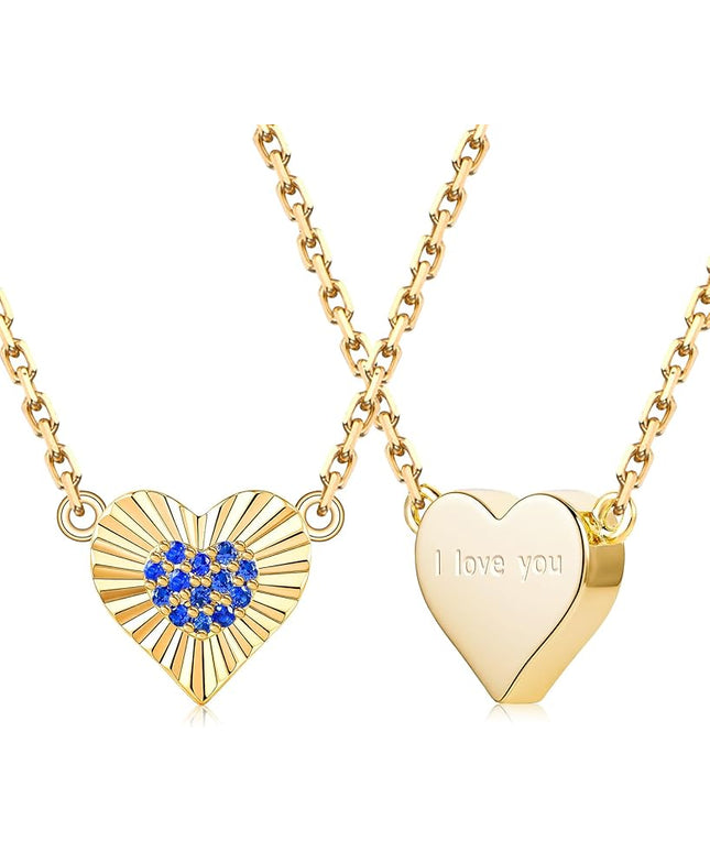 Dainty 14k Gold Heart Necklace, Birthstone Necklace for Women Trendy, Tiny Cubic Zirconia Choker Pendant Necklaces, Cute Love Jewelry Birthday Gifts for Girlfriend Daughter Niece Wife Her