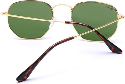 Pro Acme Small Square Sunglasses for Women Men 100% Real Glass Lens Hexagonal Frame