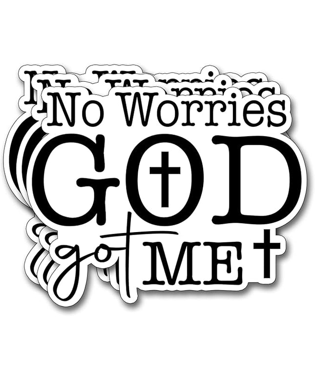 (3Pcs) No Worries God Got Me Sticker Christian Inspirational Decals Decorate Books Laptop Phone Water Bottles Kindles Tumbler Waterproof Vinyl Stickers 2,4 x 3 Inch