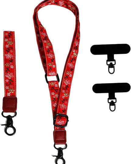 Adjustable Lanyard for Phone, Camera, Name Tags, ID card, Keychain and Wristlet Straps with 2 phone pads(Black)