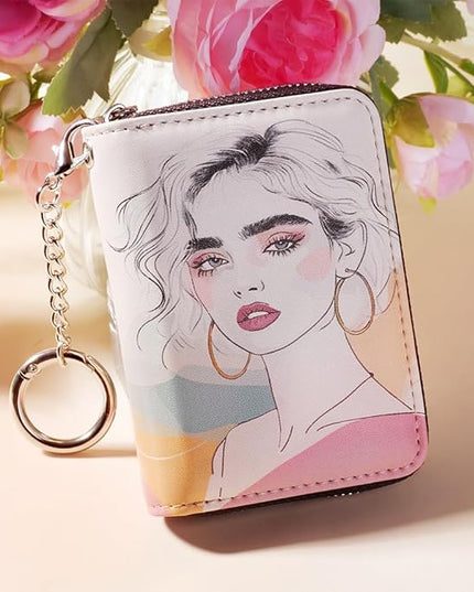FurArt Zipper Wallet Women, RFID Blocking Credit Card Wallet, Business Card Holder, Compact Size KeyChain Wallet