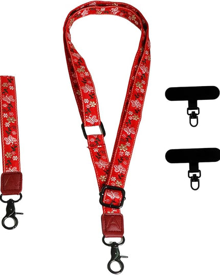Adjustable Lanyard for Phone, Camera, Name Tags, ID card, Keychain and Wristlet Straps with 2 phone pads(Black)