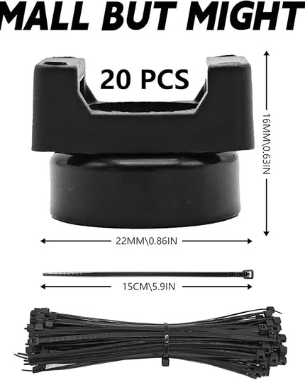 20Pcs Magnetic Zip Tie Mount and 100 Nylon Cable Ties, Magnetic Cable Clips, Multi-purpose Cable Tie Management Base, Office Cable Organizer (22mm)
