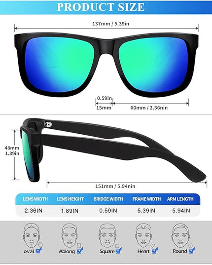KALIYADI Sunglasses Men Polarized Sun glasses for Mens Womens Classic Matte Black Frame UV Protection 3pack