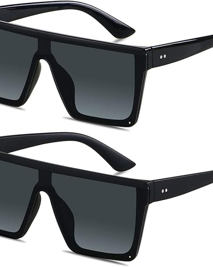 LYZOIT Square Oversized Sunglasses for Women Men Big Flat Top Fashion Shield Large UV Protection Rimless Shades