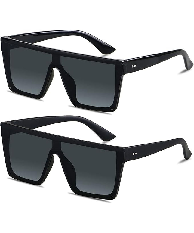 LYZOIT Square Oversized Sunglasses for Women Men Big Flat Top Fashion Shield Large UV Protection Rimless Shades