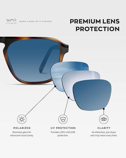WearMe Pro Polarized Modern Aviator One-Bridge Square Mens Sunglasses