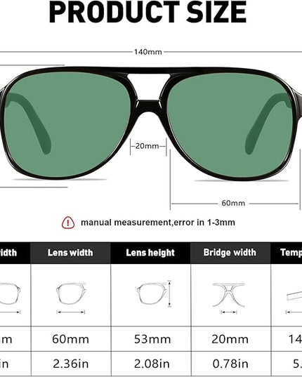 YDAOWKN Retro Aviator Sunglasses for Women Mens Large Frame Classic Vintage 70s Sun Glasses Aviators