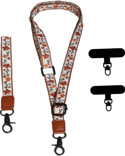Adjustable Lanyard for Phone, Camera, Name Tags, ID card, Keychain and Wristlet Straps with 2 phone pads(Black)