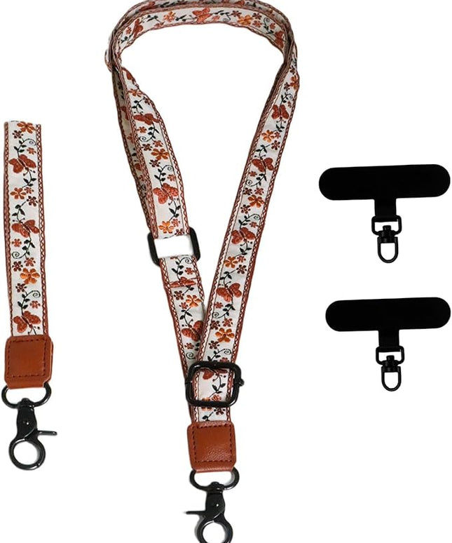Adjustable Lanyard for Phone, Camera, Name Tags, ID card, Keychain and Wristlet Straps with 2 phone pads(Black)