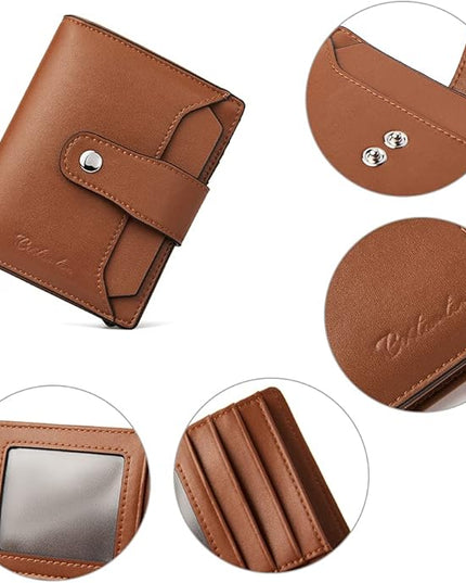 BOSTANTEN Women Leather Wallet RFID Blocking Small Bifold Zipper Pocket Wallet Card Case Purse with ID Window