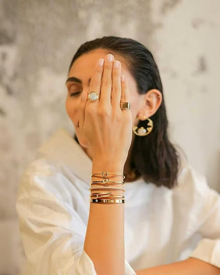 18 K Gold Plated Love Bangle Bracelet Stack Cuff Jewelry for Women Jewelry Set for Women Gift with Box