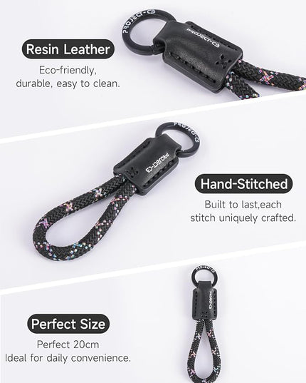 project-cb Phone Finger Ring Strap 1,Phone Tether Tab 2,Key Chain,Key Ring 2(VibrantNoir-B)