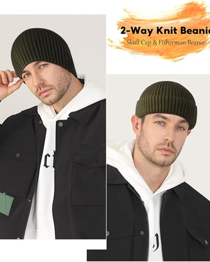Heniho Winter Wool Beanies for Men Women, Warm Plain Toboggan Hats Ski Running Knit Skull Cap