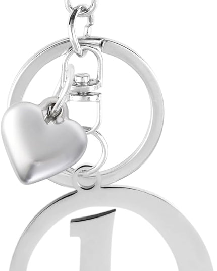 A-Z Heart Initial Letter Keychain, Stainless Steel Alphabet Charm for Handbags, Gift for Women and Girls