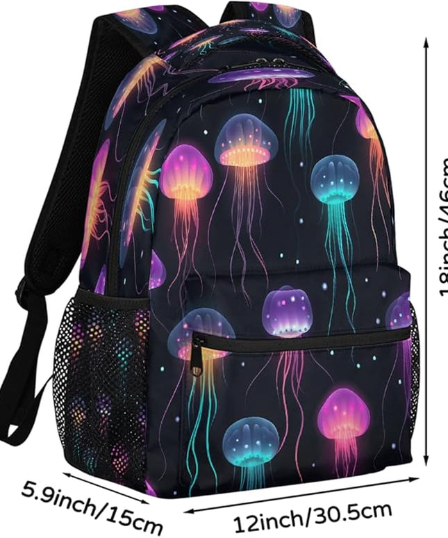 Large Backpack with 15.6 Inch Laptop Compartment, Fantasy Jellyfish Ocean Animal Adult Backpack for Work, Travel & School College Boys Girls