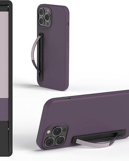 SleekStrip SleekGrip-Essential Ultra Thin Phone Grip Stand,Slim Metal Finger Loop Ring Hand Holder Strap Cell Phone Grips for iPhone 16 Pro Max,17 Air,Android,Case Back - Black x Purple Dusk
