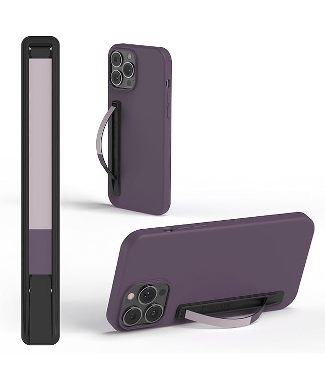 SleekStrip SleekGrip-Essential Ultra Thin Phone Grip Stand,Slim Metal Finger Loop Ring Hand Holder Strap Cell Phone Grips for iPhone 16 Pro Max,17 Air,Android,Case Back - Black x Purple Dusk