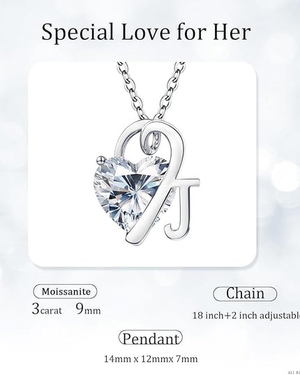 ForeverLove Heart Necklaces for Women, 4-2 Carats Heartshap Moissanite, Silver Pendant Jewelry, Anniversary Birthday Gifts for Wife, Girlfriend, Daughter, Mom