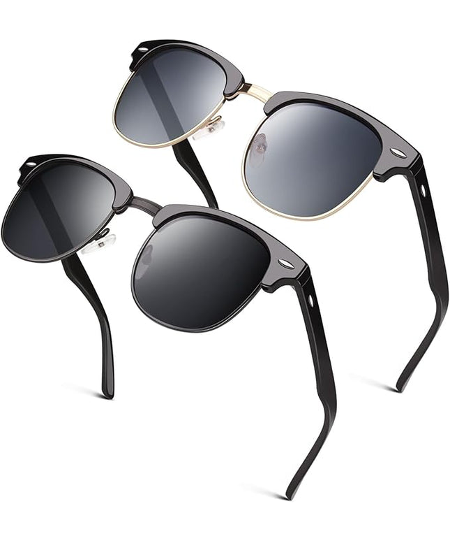 GQUEEN Classic Horn Rimmed Semi Rimless Polarized Sunglasses for Men Women GQO6