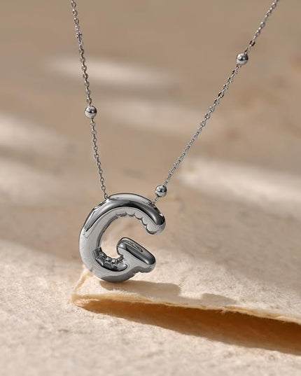 LUCA SMITH Initial Necklaces for Women, Dainty Balloon Bubble Letter, Name Letter Alphabet Pendant Layered Choker Chain Jewelry Gift