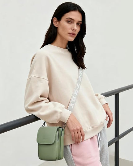 POIUGOYA Small Crossbody Bags for Women Trendy,Leather Triple Compartment Cell Phone Crossbody Wallet Purses with Card Slots