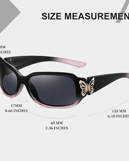 HAOLOTA Women's Polarized Sunglasses - Fashionable Wraparound Butterfly Design with UV400 Protection
