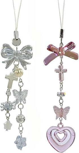 1-4PCS Cute Phone Charms Aesthetic Y2K Cell Phone Charms Strap Strawberry Butterfly Star PhoneCharm Y2K Accessories for Bag Keychain Airpods Camera Pendants Decor
