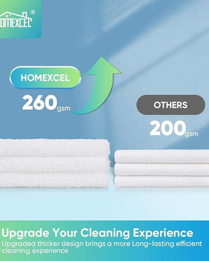 HOMEXCEL White Microfiber Cleaning Cloth, 12 Pack Premium Microfiber Towels for Cars, Lint Free, Scratch-Free, Highly Absorbent, Reusable Cleaning Rags for Car, Household, Kitchen, Window, 11.5"X11.5"