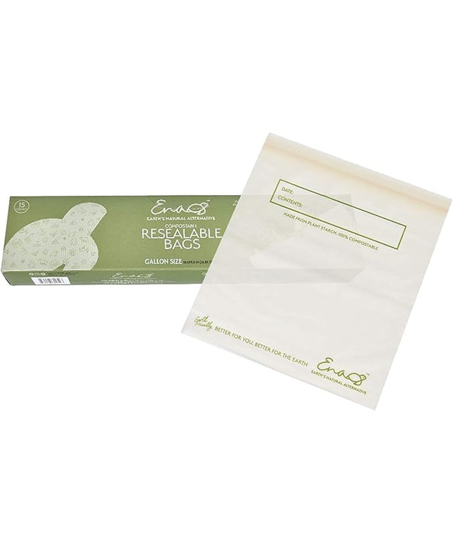 100% Compostable Food Storage Bags [Gallon 50 Count] Eco-Friendly Freezer Bags, Resealable-Bags, Heavy-Duty, Reusable, Off-White by Earth's Natural Alternative (Pack of 8)