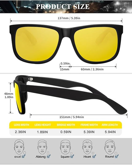 KALIYADI Sunglasses Men Polarized Sun glasses for Mens Womens Classic Matte Black Frame UV Protection 3pack