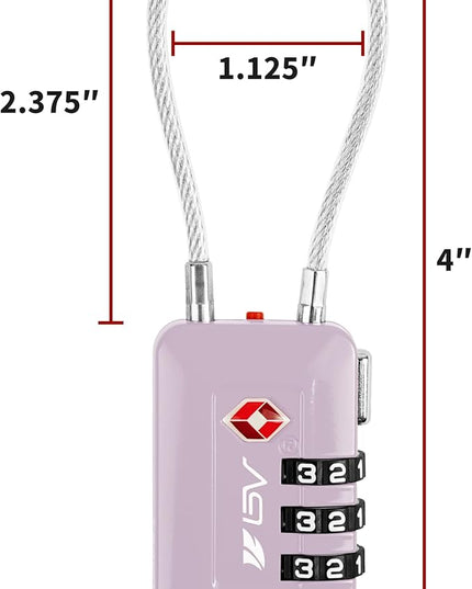 TSA Accepted Luggage Travel Lock, Set-Your-Own Combination Lock for School Gym Locker, Luggage Suitcase Baggage Locks, Filing Cabinets, Toolbox, Case (Purple, 2 Pack)
