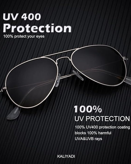 KALIYADI Classic Aviator Sunglasses for Men Women Driving Sun glasses Polarized Lens UV Blocking
