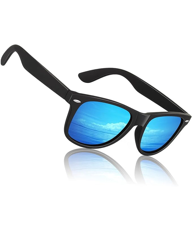 Sunier Polarized Sunglasses for Men and Women, Retro Square Matte Finish UV400 Protection Shades for Driving, Fishing