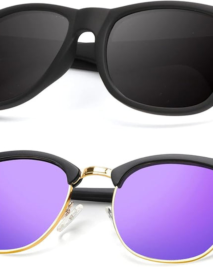 KALIYADI Polarized Sunglasses for Men and Women Semi-Rimless Frame Driving Sun glasses UV Blocking