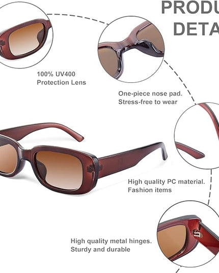 JASPIN Rectangle Sunglasses for Women Men Trendy Y2k Retro 90s Sun Glasses UV Protection Cool Square Frame