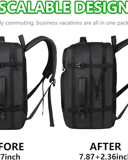 Travel Backpack for Men & Women - 40L Expandable Carry-On Backpack, TSA Approved 16 Inch Laptop, Weekend Outdoor Essentials, Airline Flight Approved, Black