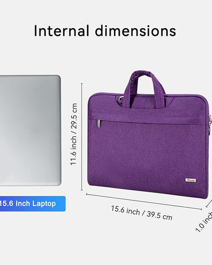 Voova Laptop Bag 15.6 Inch for Women, Waterproof Computer Sleeve Carrying Case with Shoulder Straps & Handle Compatible with Macbook Air 15, MacBook Pro 15/16, 15-16 Inch Hp Dell Lenovo Asus, Purple
